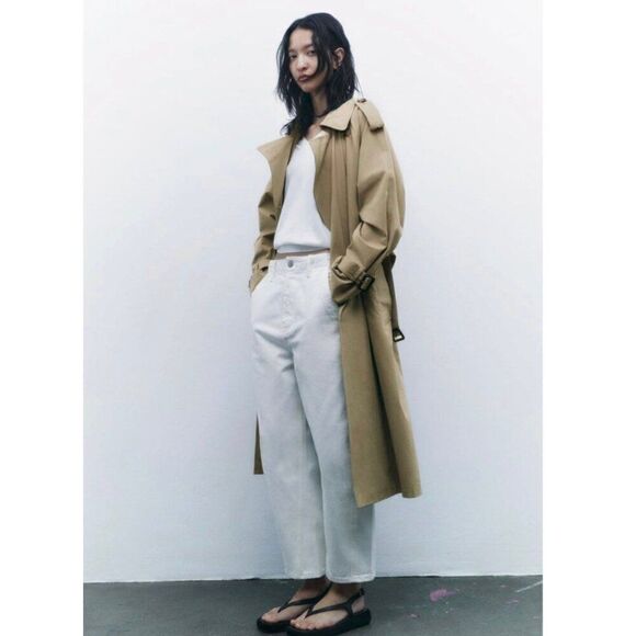 Zara The Twisted Balloon Pant Cropped Baggy High Rise in Ecru Ivory Women's 4 - Picture 9 of 9